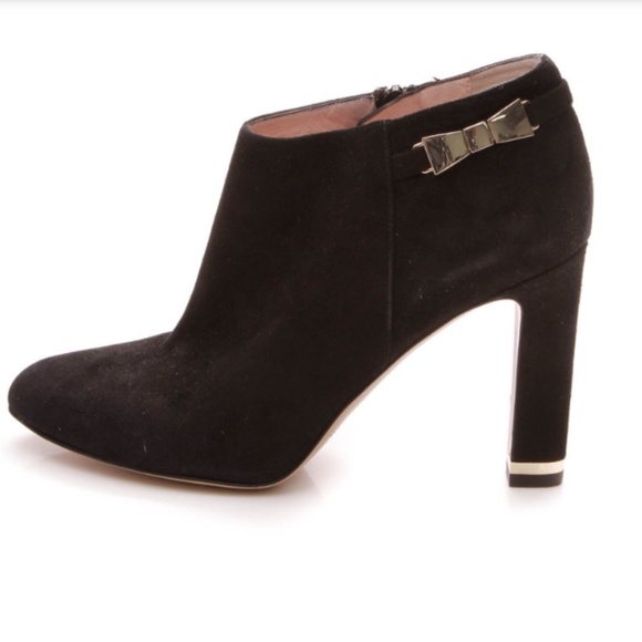 kate spade Shoes - Kate Spade Gold Bow Black Leather Booties